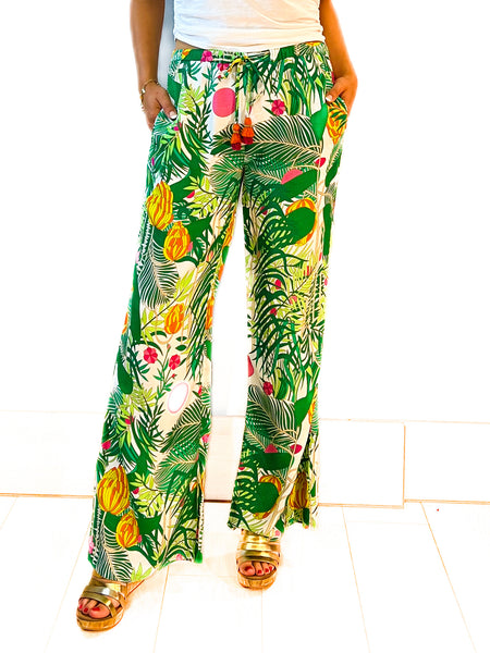 Olivia Pants - Banana Jungle - White