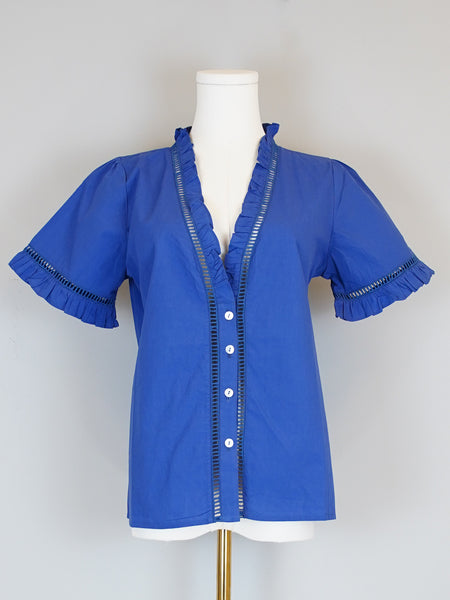 Capri top - Solid Poplin - Cobalt Blue