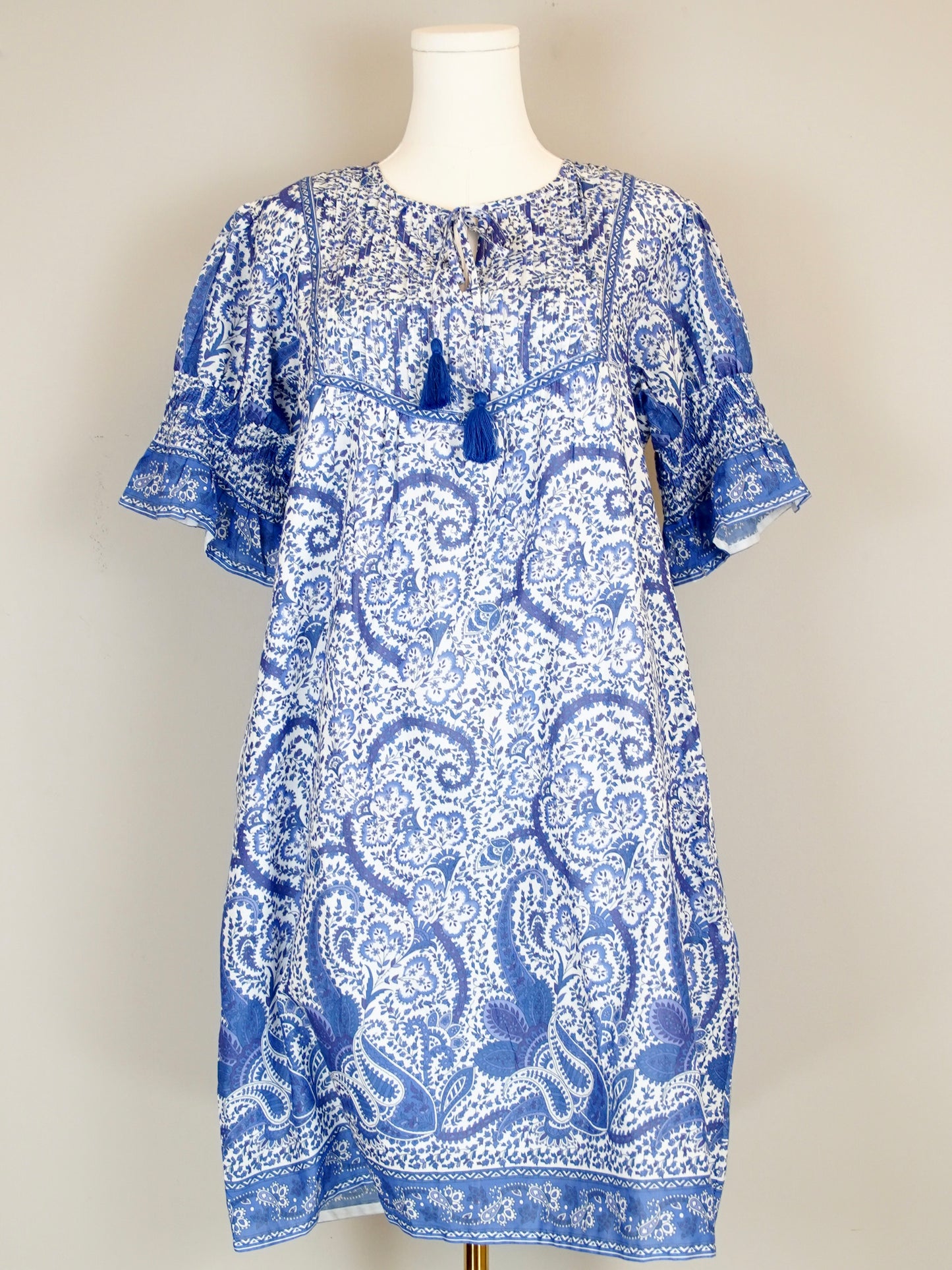 Celerie Dress - Effiervescent Paisley - White/Blue/Navy