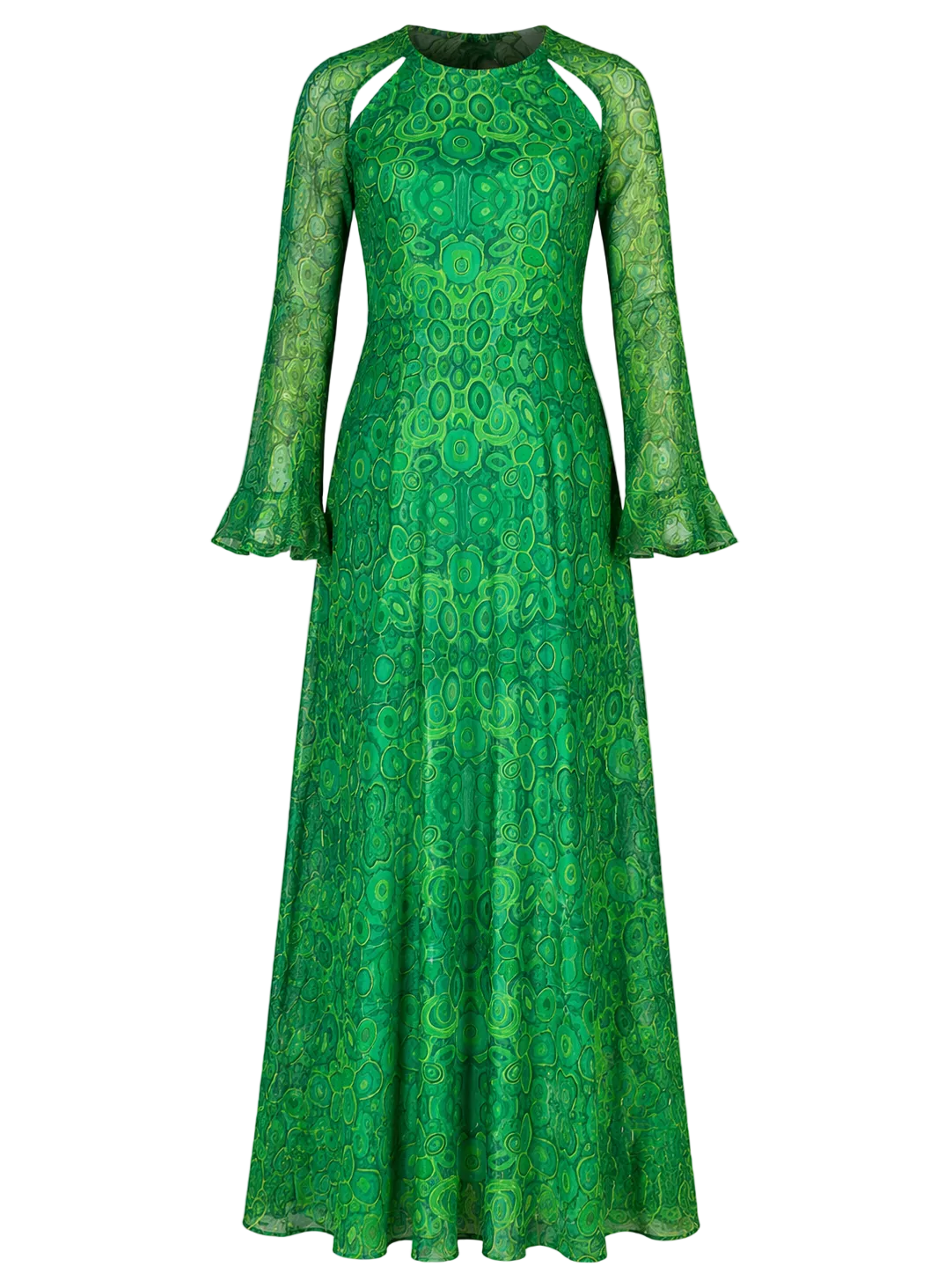 Green lace dress on a gray background
