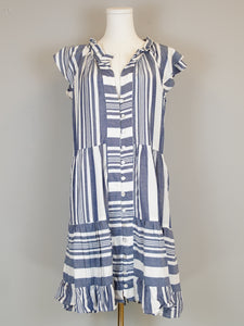 Captiva Dress- Woven Stripes- Navy/White