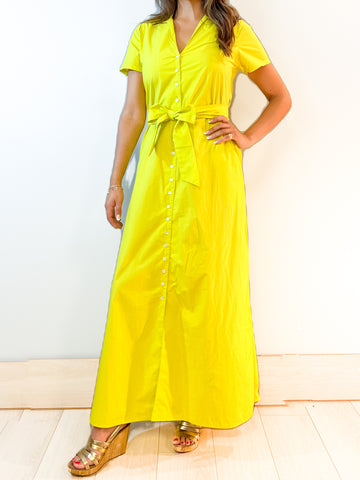 Alex Maxi Dress - Solid Poplin - Chartreuse