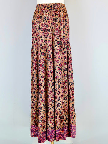 Breakers Maxi Skirt - Graphic Cafe Brown