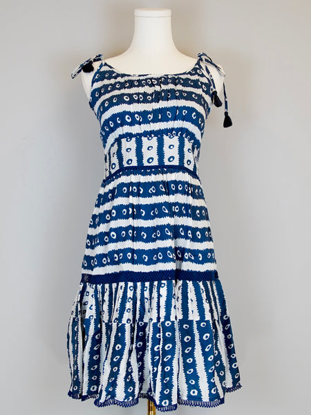 Edisto Dress - Batik Stripes -Navy/White