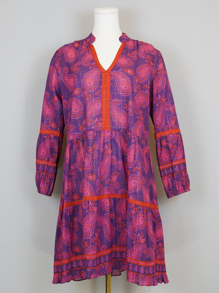 Alison Longsleeve Dress - Dancing Paisley - Violet/Orange