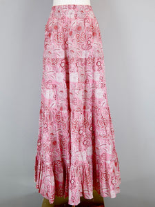 Jaipur Maxi Skirt - Block Print Pink and Red