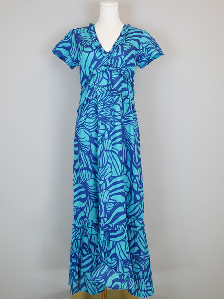 Mallory Maxi Dress - Abstract Floral - Blue