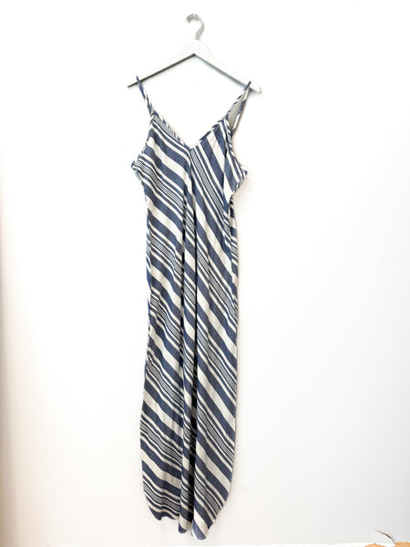 Jessica Bias Slip Dress- Woven Stripes - Navy/White