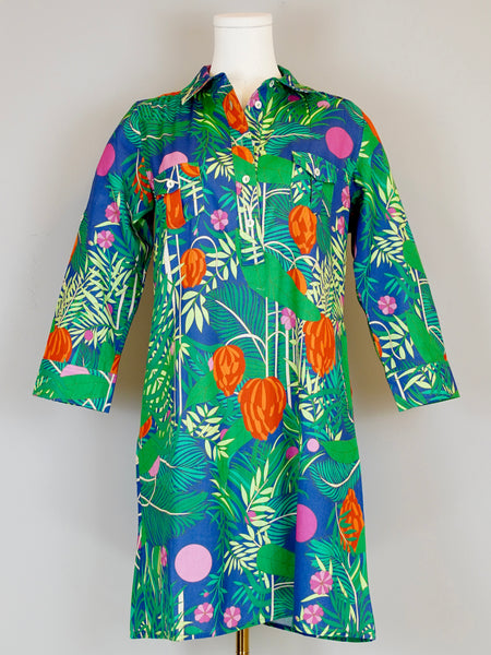 La Jolla Dress - Banana Jungle - Surf Blue