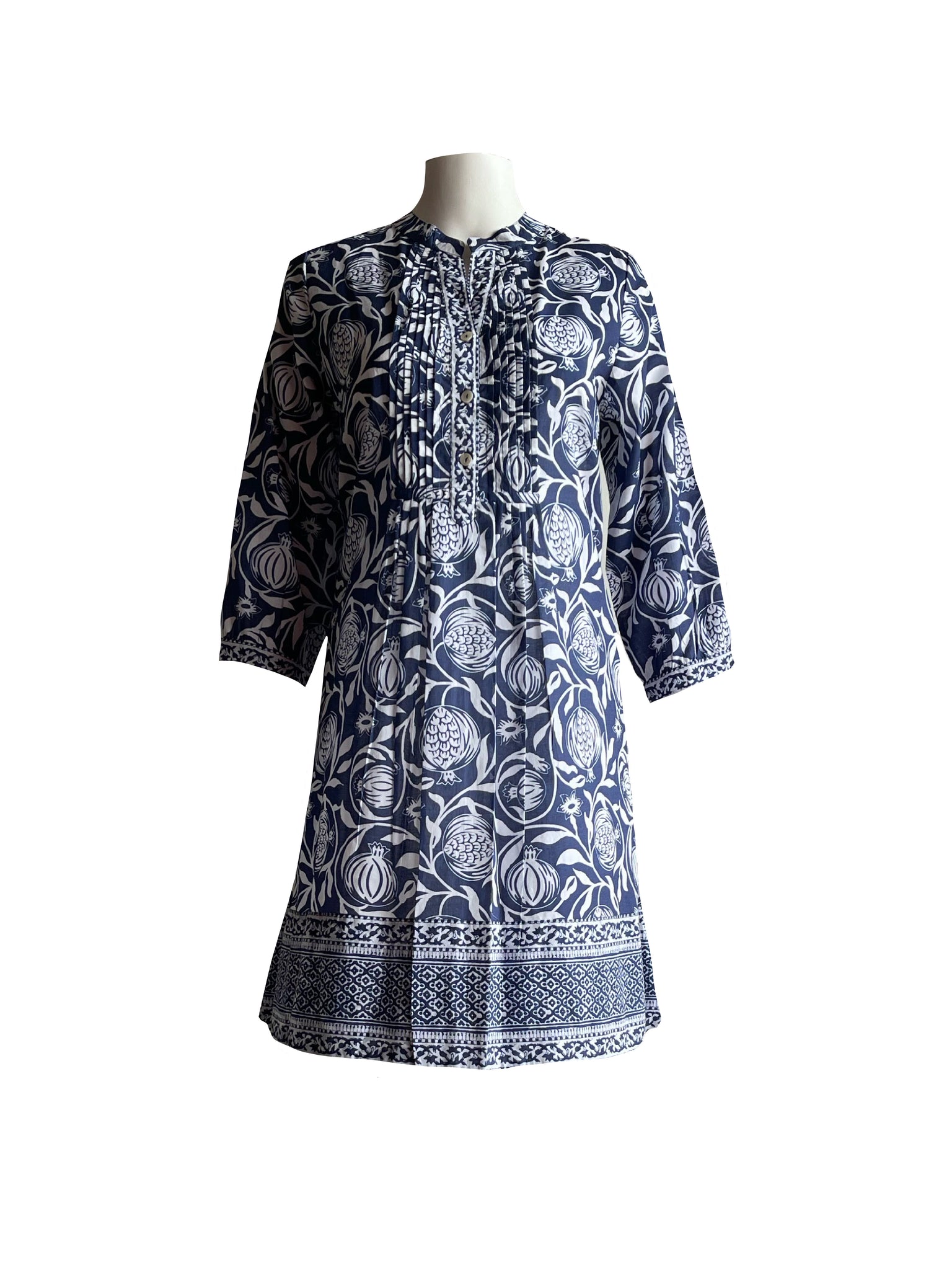 Maye Dress - Pomegranate Print - Navy and White