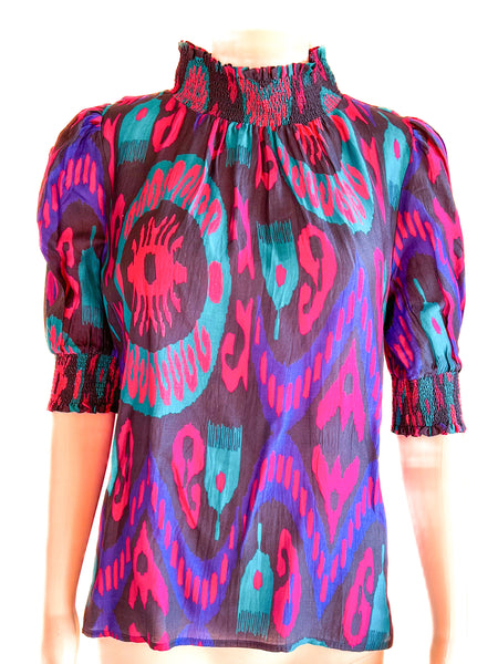 Whitney Top - Island Ikat - Navy Multi