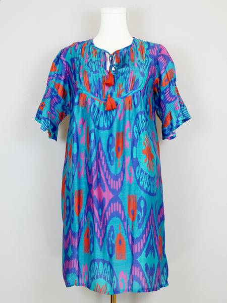 Celerie Dress - Island Ikat - Turquoise Multi
