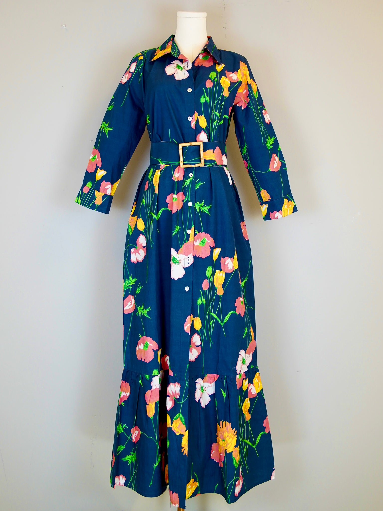 Ann Marie Maxi Dress- Falling Floral- Navy/Multi