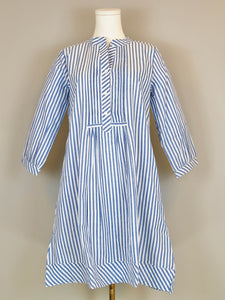 Maye Dress- Shirting Stripes- White/Blue