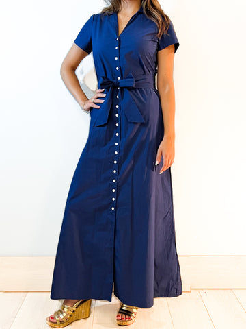 Alex Maxi Dress - Solid Poplin - Navy Blue