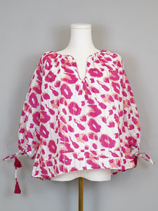 Cloud Tunic Top - Leopard - White/Pink