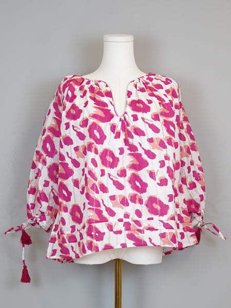Cloud Tunic Top - Leopard - White/Pink