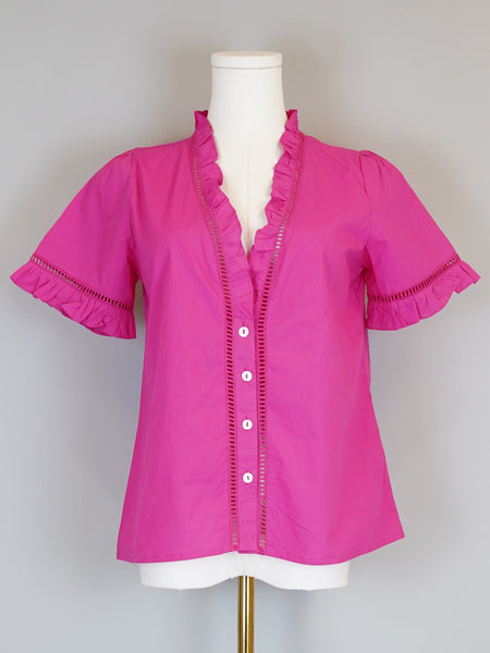 Capri Top - Solid Poplin - Hot Pink
