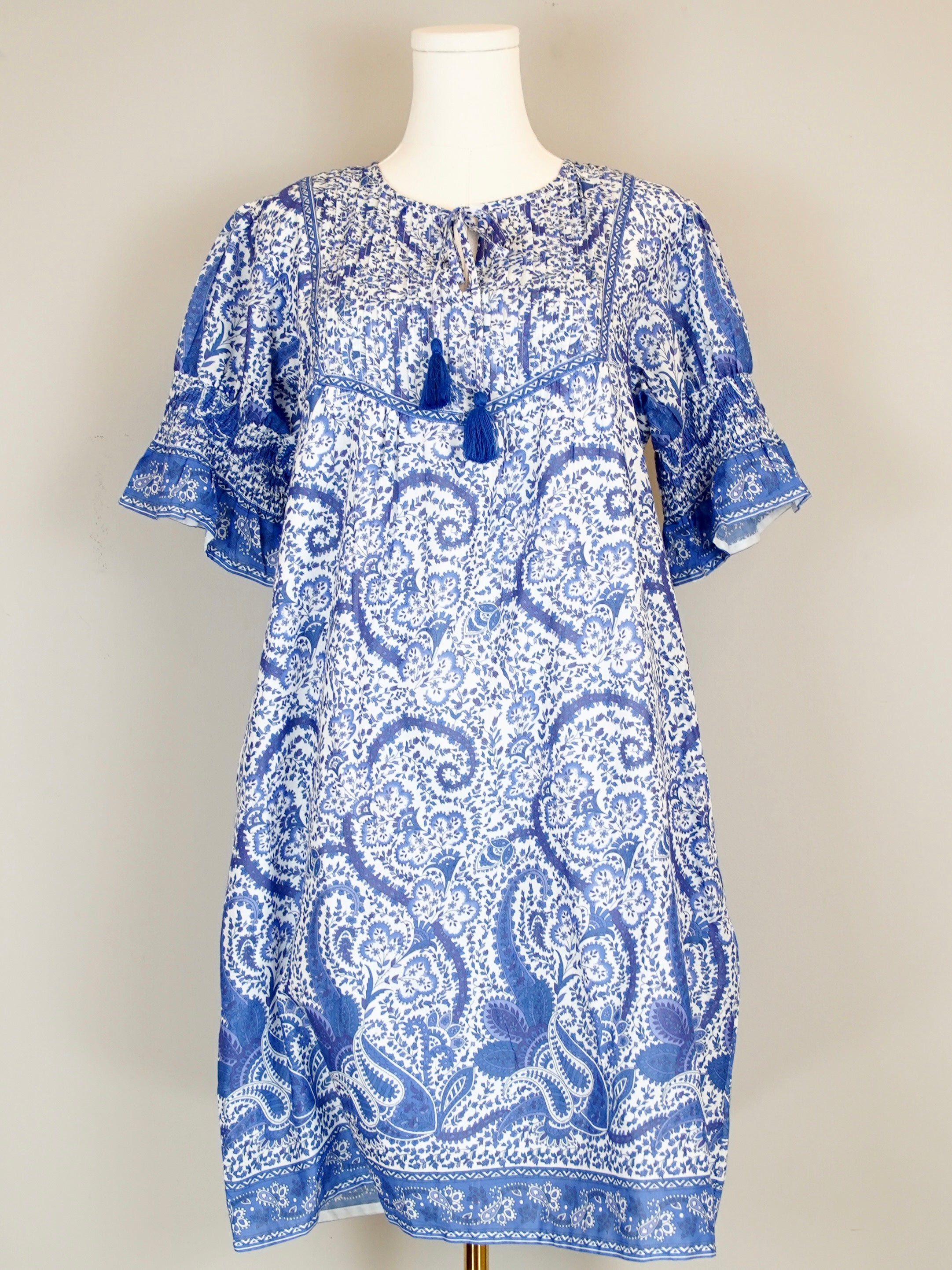 Celerie Dress - Effervescent Paisley - White/Blue/Navy – La Plage