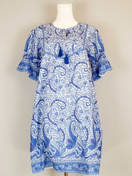 Celerie Dress - Effiervescent Paisley - White/Blue/Navy