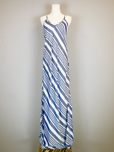 Jessica Bias Slip Dress- Woven Stripes - Navy/White