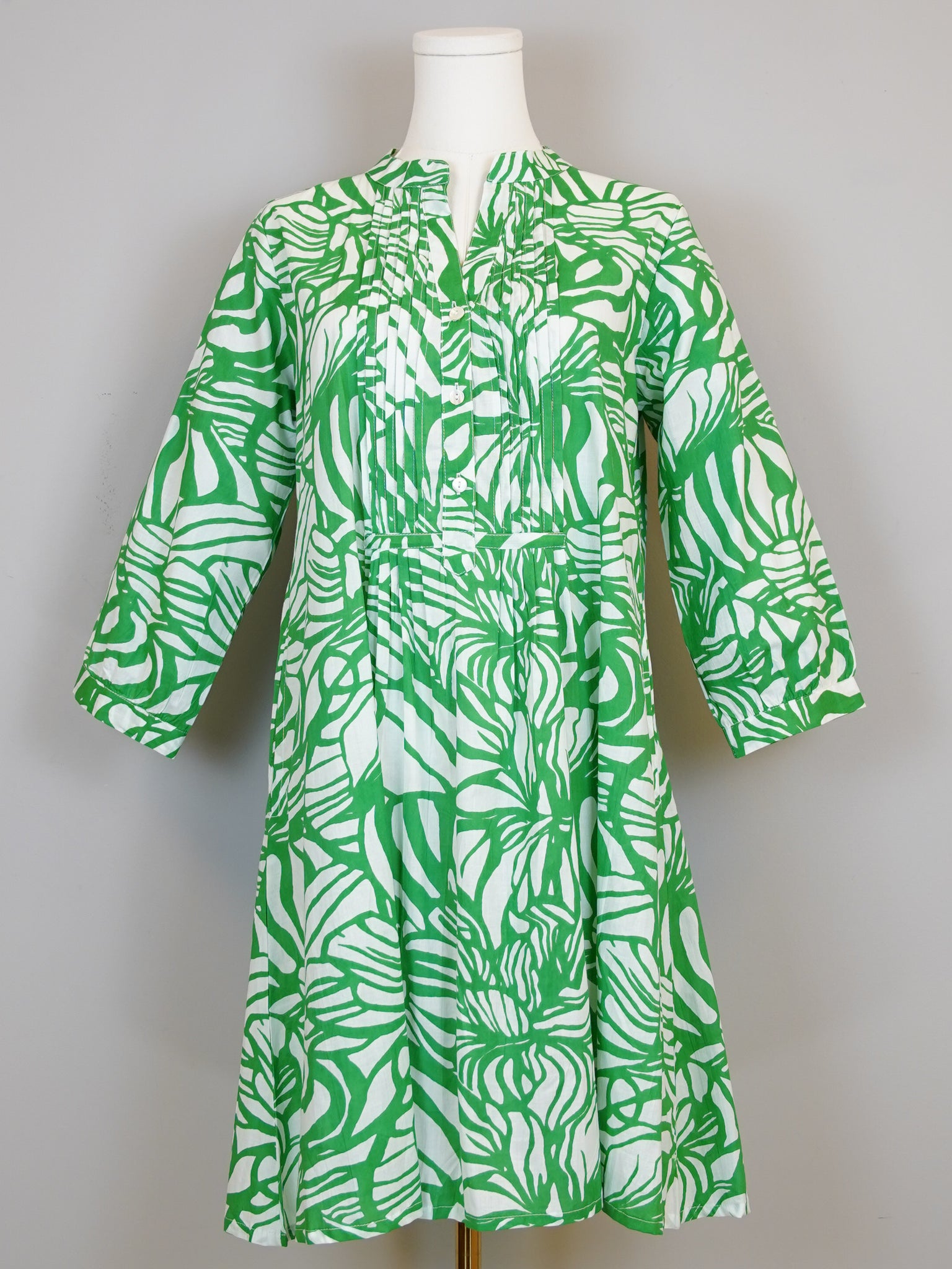 Maye Dress- Abstract Floral- Green/White