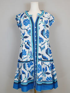 Captiva Dress - Jungle Vines - White and Blues