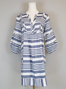 Jordan Dress- Woven Stripes- Navy/White