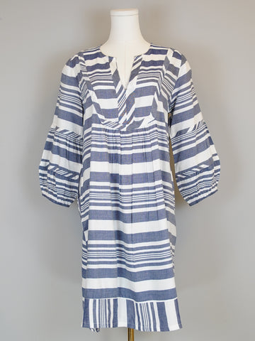 Jordan Dress- Woven Stripes- Navy/White