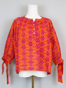 Margot Top - Eyelet Schiffli - Hot Pink and Orange