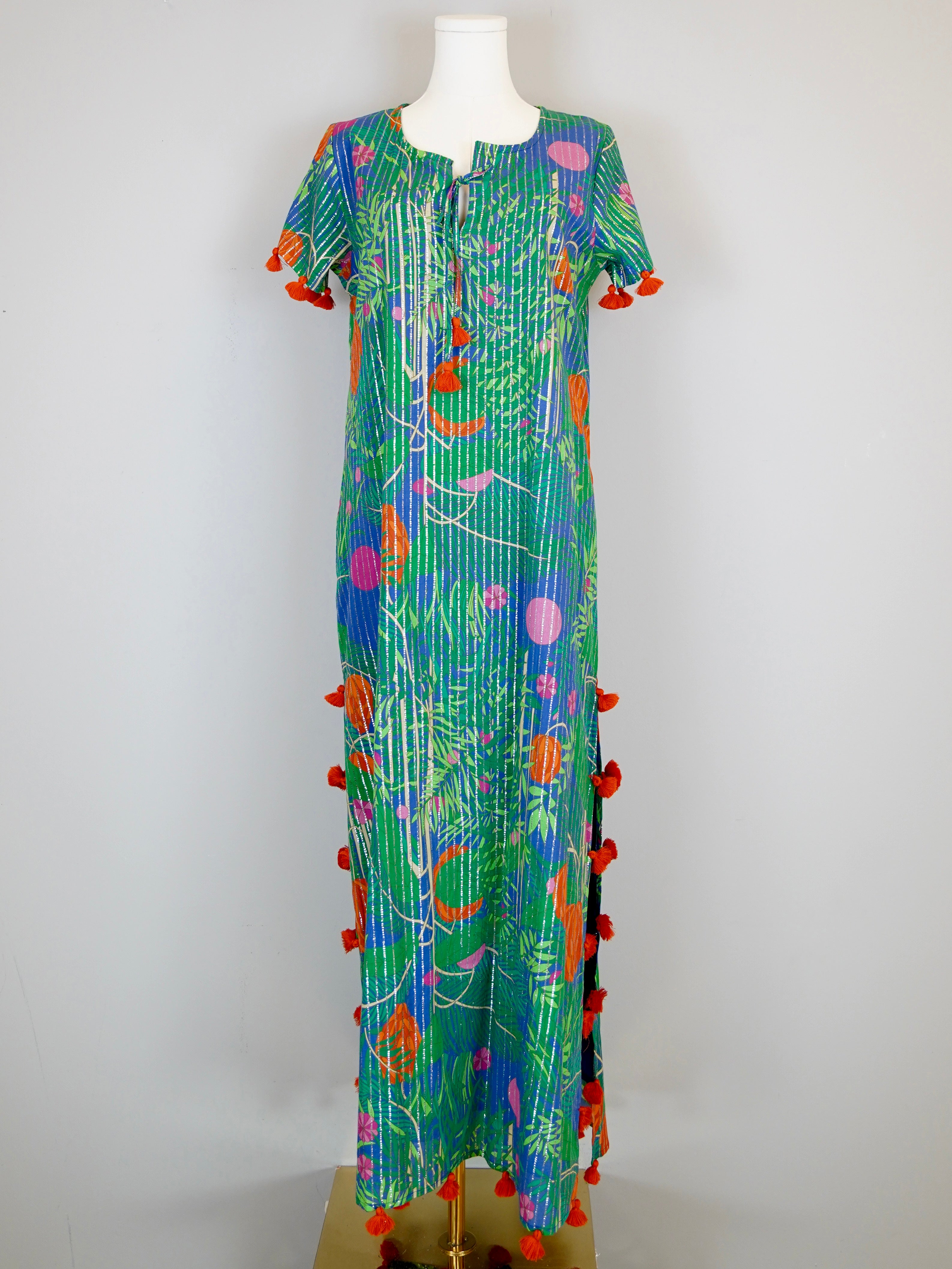 Maharani Maxi Dress - Banana Jungle - Surf Blue