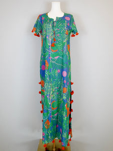 Maharani Maxi Dress - Banana Jungle - Surf Blue