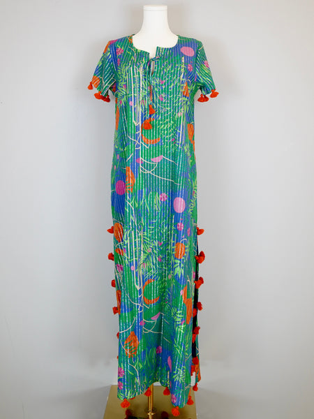Maharani Maxi Dress - Banana Jungle - Surf Blue