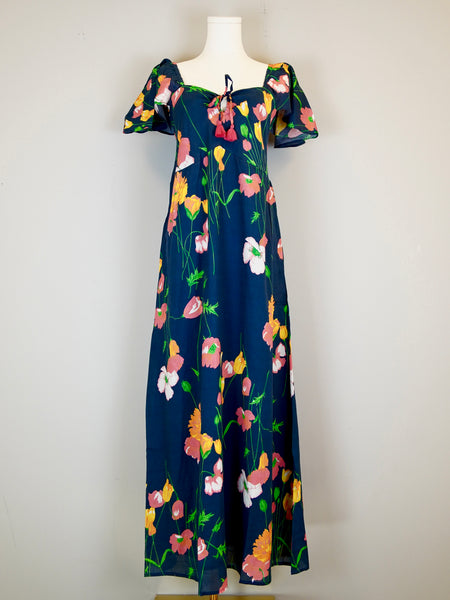 Aloha Maxi Dress- Falling Floral- Navy/Multi