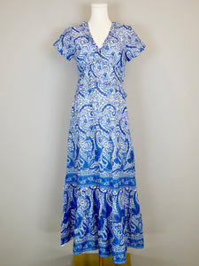 Mallory Maxi Dress - Effiervescent Paisley- White/Blue/Navy