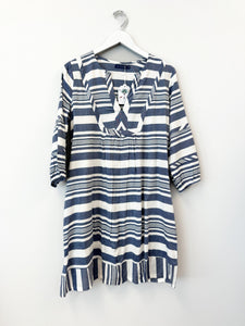 Jordan Dress- Woven Stripes- Navy/White