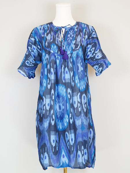 Celerie Dress - Island Ikat Blues