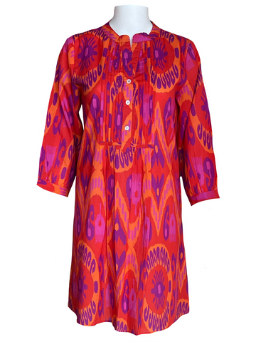 Maye Dress - Island Ikat - Orange and Pink