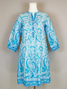 Maye Dress- Effervescent Paisley- White/Capri Turquoise