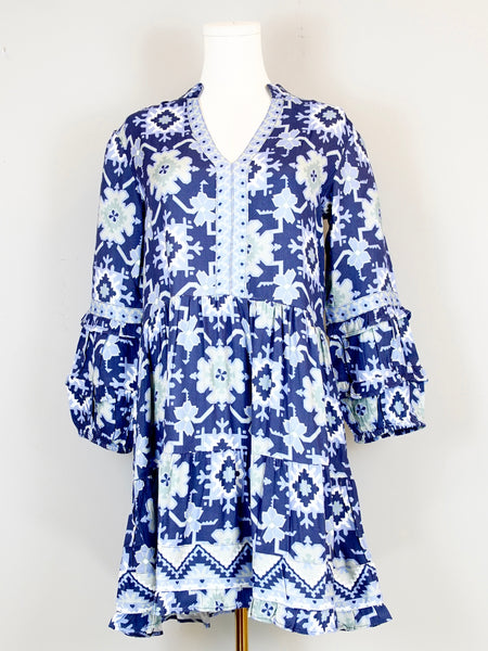 Alison Longsleeve Dress - Graphic Navy, Periwinkle