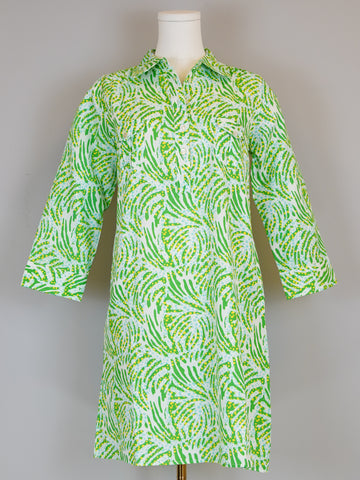 La Jolla Dress- Jungle Dot- White/Green/Yellow