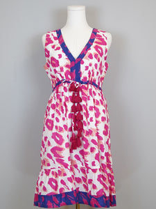 Emily Short Dress- Leopard- White/Pinks