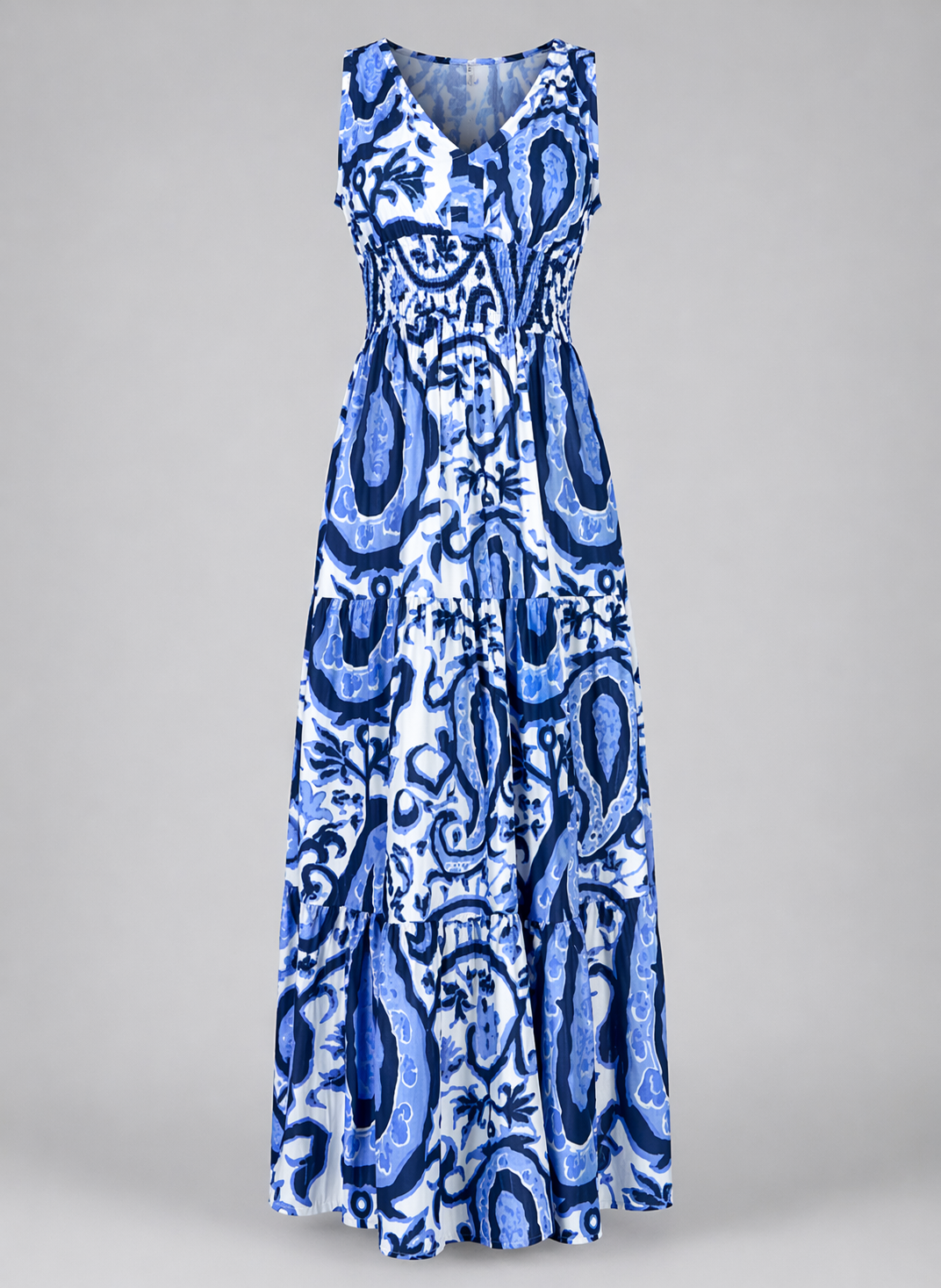 Beaufort Tie Top Maxi Dress - Vintage Paisley White, Navy Blue, Periwinkle - XS Beaufort Tie Top Maxi Dress - Vintage Paisley White, Navy Blue, Periwinkle - XS