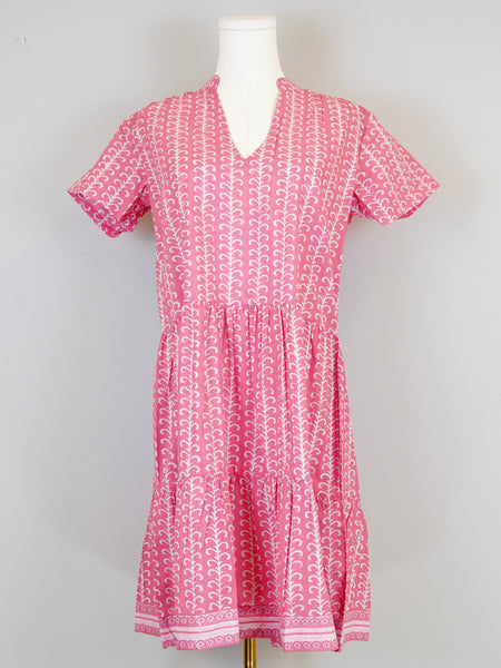 Alison Shortsleeve Dress - Vines Sorbet Coral
