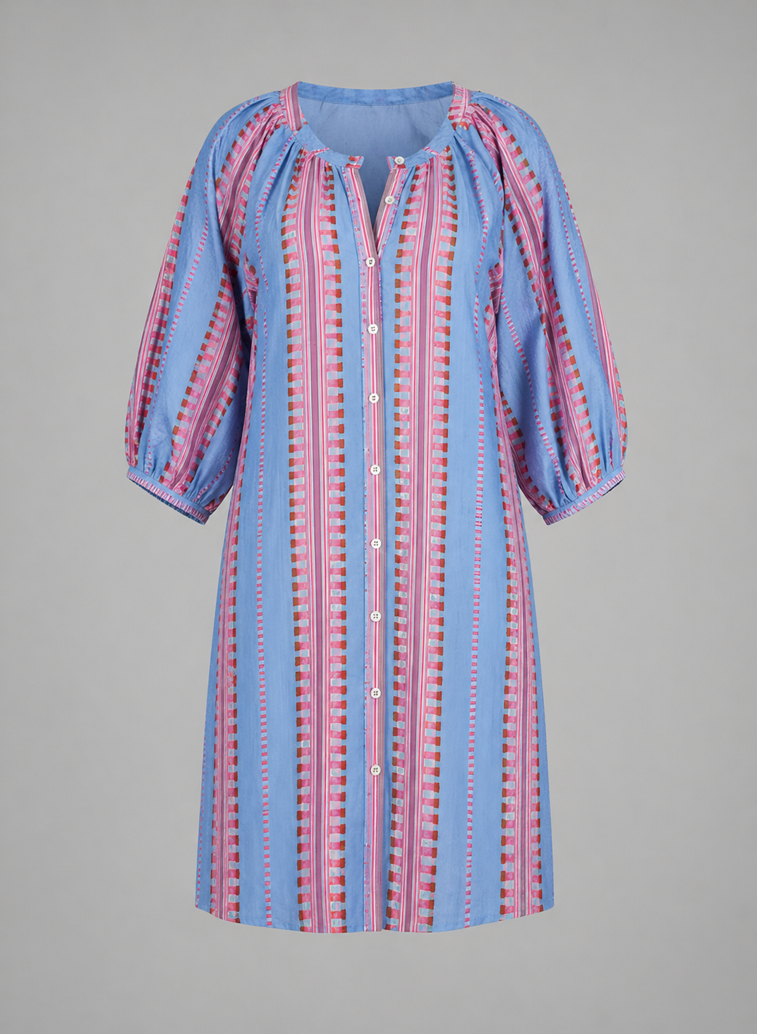 Luna Dress - Woven Chambray Multi Stripes La Plage Luna Dress - Woven Chambray Multi Stripes La Plage