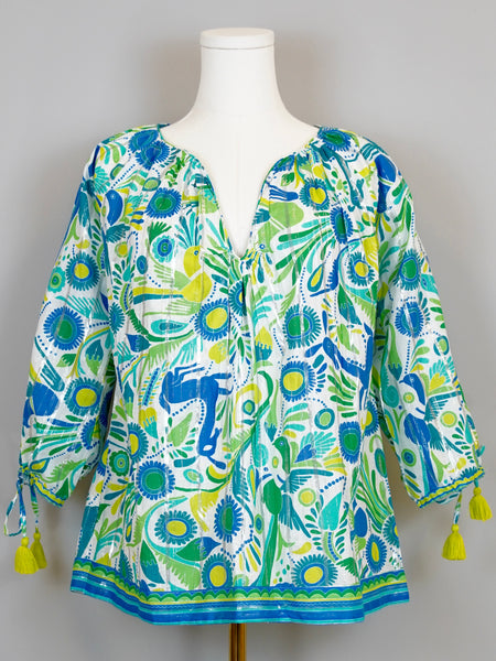Cloud Tunic Top - Oberon - White, Blue & Green