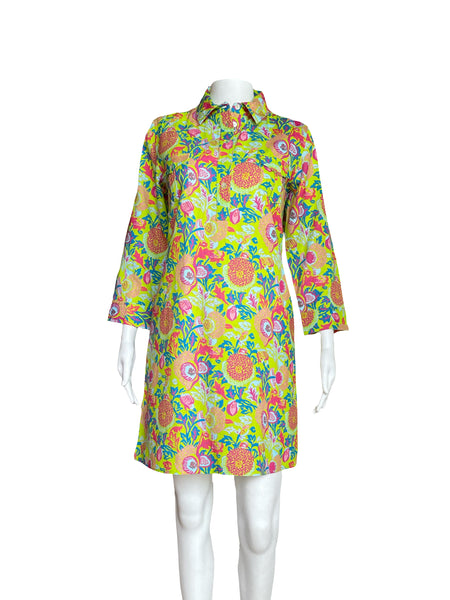 La Jolla Dress - Floral Block Print - Kiwi/Multi