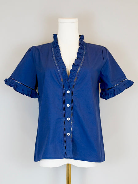 Capri Top - Solid Poplin - Navy Blue