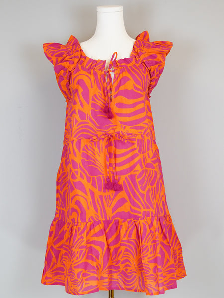 Berry Dress - Abstract Floral - Pink/Orange