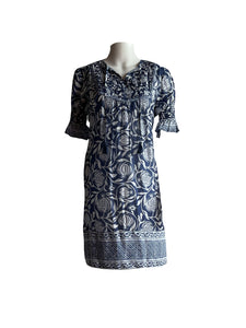 Celerie Dress - Pomegranate - Navy & White